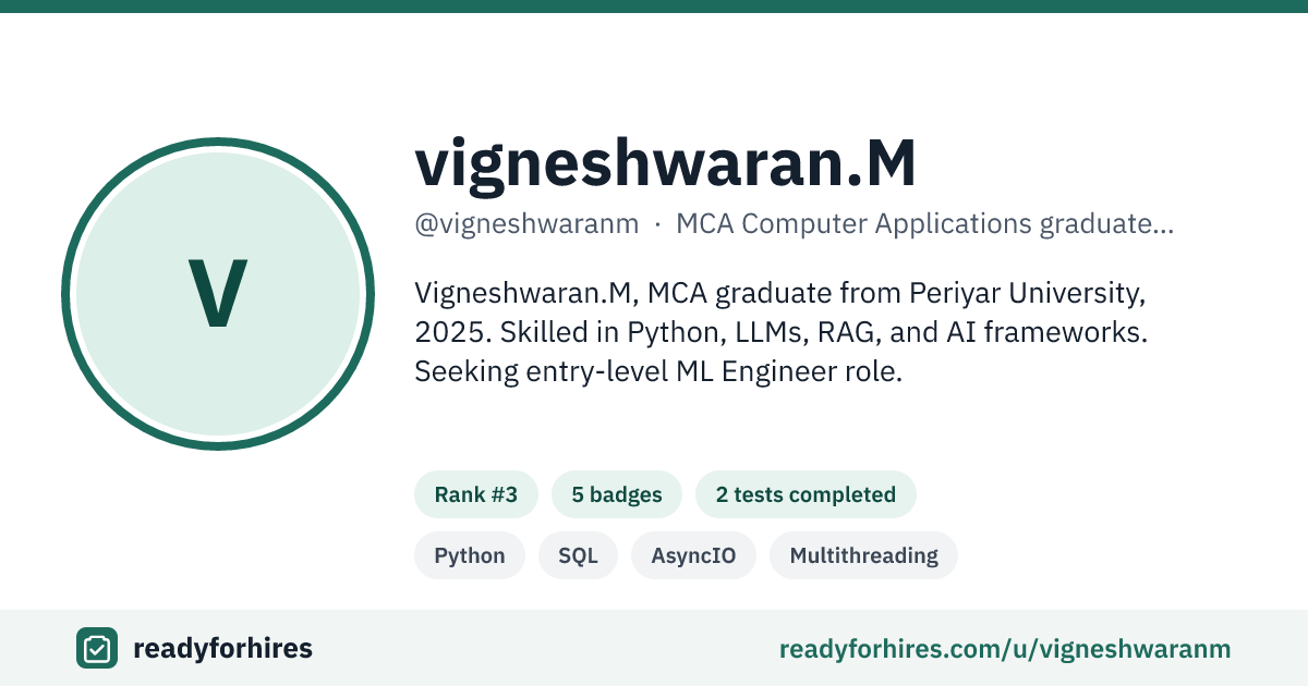 The link preview for vigneshwaran.M's profile