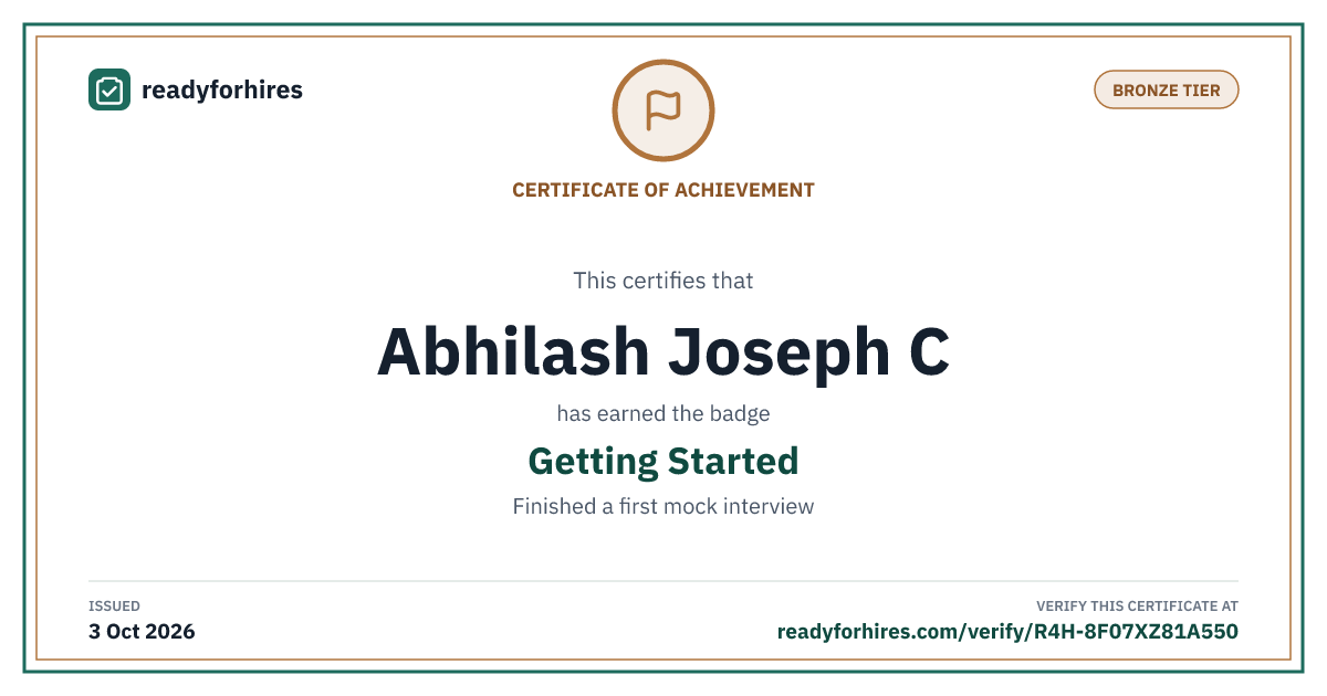 Getting Started certificate for Abhilash Joseph C
