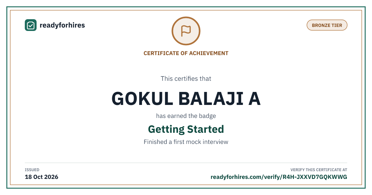 Getting Started certificate for GOKUL BALAJI A